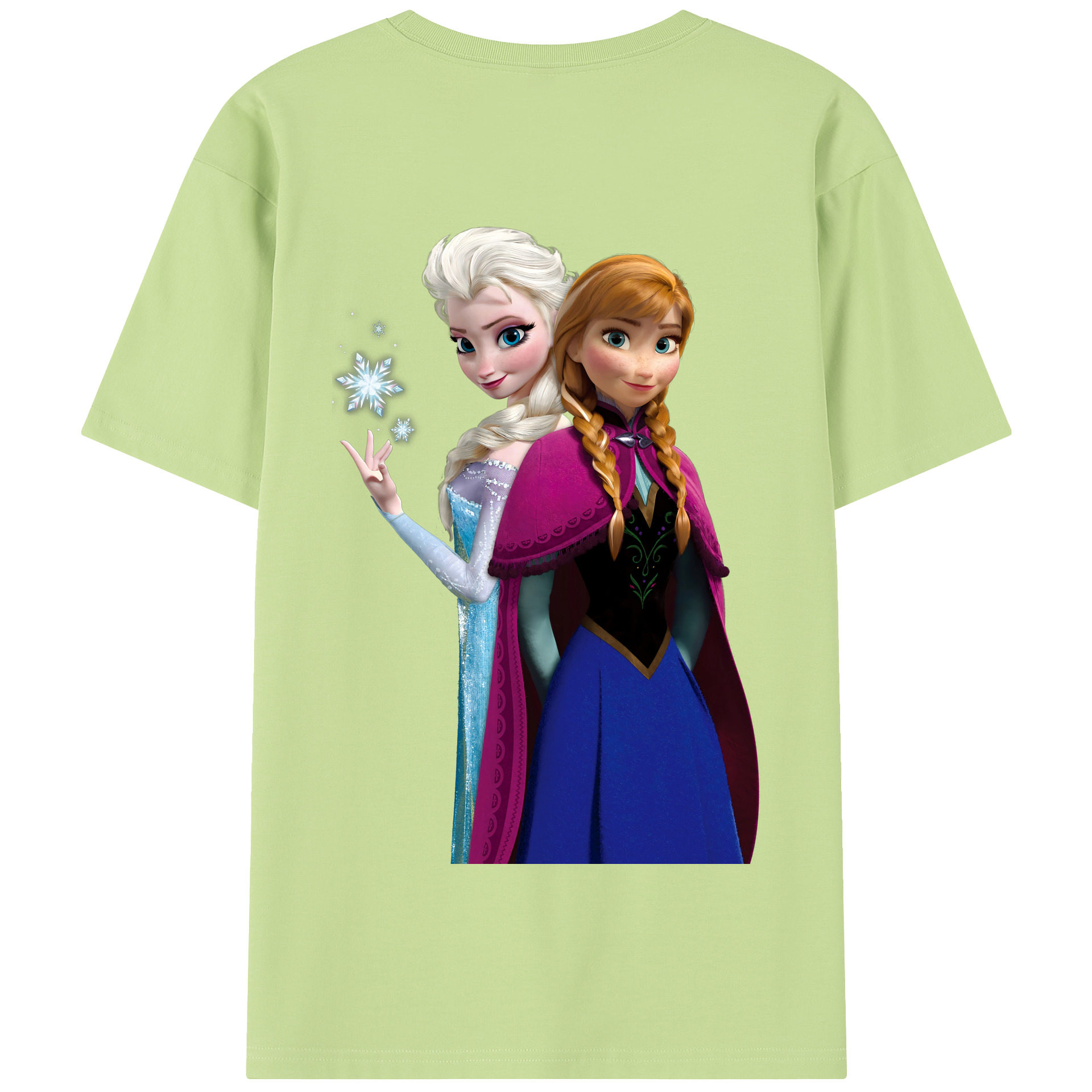 （画像用） アナと雪の女王 アンナ エルサ Frozen Anna Elsa 綿100％半袖Tシャツ（背面プリント）